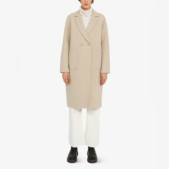 ⛄️CLAUDIE PIERLOT double-breasted patch pocket long wool blend coat NWOT - Picture 3 of 15